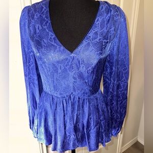 TOPSHOP Cobalt Snake Print Blouse